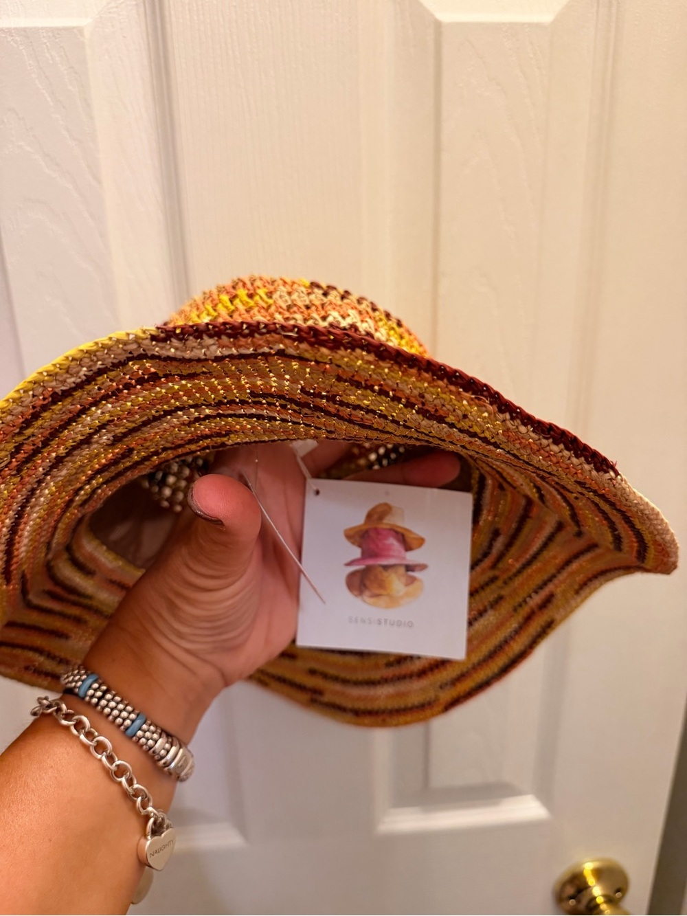 Yellow & Brown Woven Straw Sun Hat free people free est